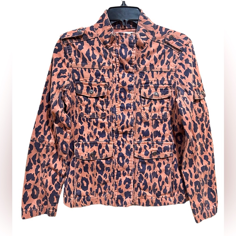Kensie Leopard Print Jean Jacket